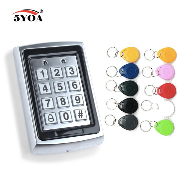 Waterproof Metal Rfid Access Control Keypad With 1000 Users 125KHz Card Reader Keypad Key Fobs Door Access Control System