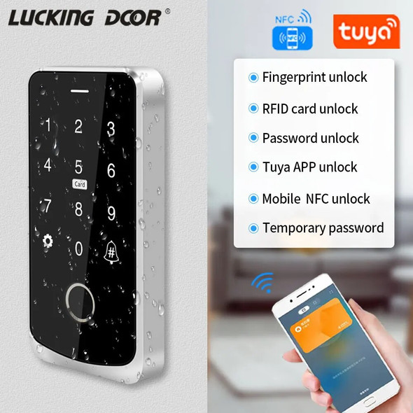 NFC Bluetooth Tuya Access Control System IP65 Waterproof RFID IC Fingerprint Keypad Backlight Touch Screen