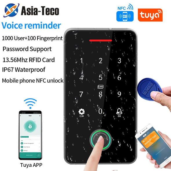 13.56Mhz Rfid Card Keypad Waterproof Tuya APP Door Lock Door Access Control System Bluetooth Keypad Door Entry Access Controller