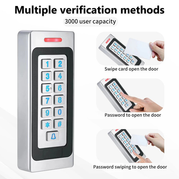 RFID Metal Access Control Keypad Waterproof IP67 Rainproof Outdoor 3000user Door Opener for Electric Lock System with 10pcs Key