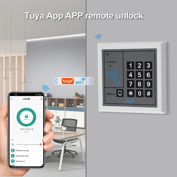 Door Access Control System Kit Wifi Tuya RFID Keypad Access Controller Electric Magnetic Strike Locks, Smart APP Remote Unlock