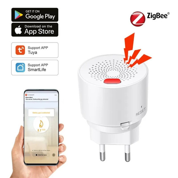 Tuya Zigbee Smart Home Natural Gas Sensor Combustible Household Smart LPG Gas Leakage Alarm Detector Fire Security Protection