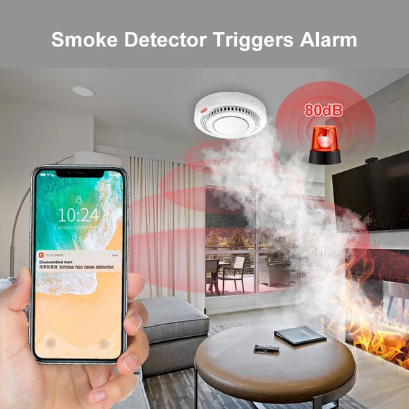 Tuya Zigbee/Wifi Smoke Detector Sensor Security Protection Fire Smoke Alarm Smart Home Safety System Works With Smart Life APP