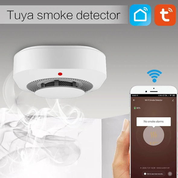 Wifi Smoke Detector Sensor 90DB Sound Alarm Smokehouse Combination Fire Protection Home Security Smart Life Alexa Google