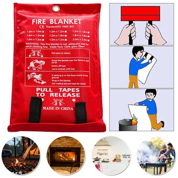 1/1.2/1.5/2M Safety Fire Blanket Fiberglass Emergency Survival Fire Shelter Extinguisher Flame Retardant Protection For Kitchen