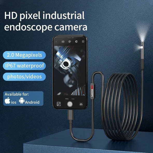 W300 Mini Endoscope Camera 1080P Single&Dual 8MM Lens Hard Cable Waterproof Car Sewer Inspection Borescope For IOS or Type c