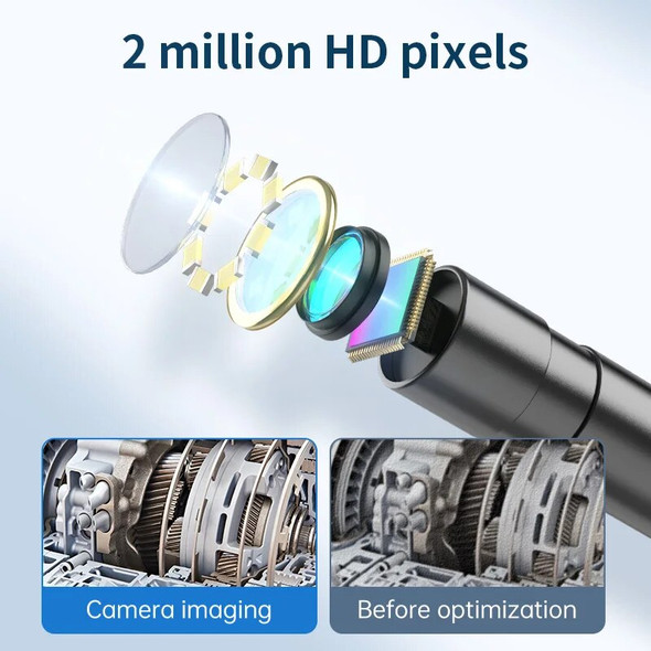 2MP HD Endoscope Camera, Mini Camera, Car Repair IP67 Waterproof Sewer Inspection Endoscope Apple Android Socket Universal