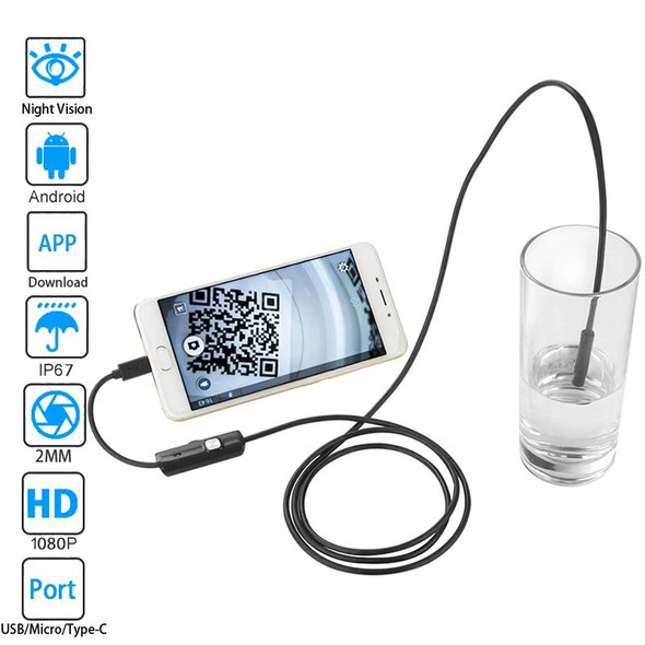 Video Industria Endoscope Type C Borescope for OTG Android Windows PC 5mm Inspection Snake Camera Waterproof Semi-Rigid Cord
