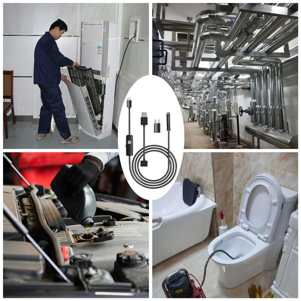 Video Industria Endoscope Type C Borescope for OTG Android Windows PC 5mm Inspection Snake Camera Waterproof Semi-Rigid Cord