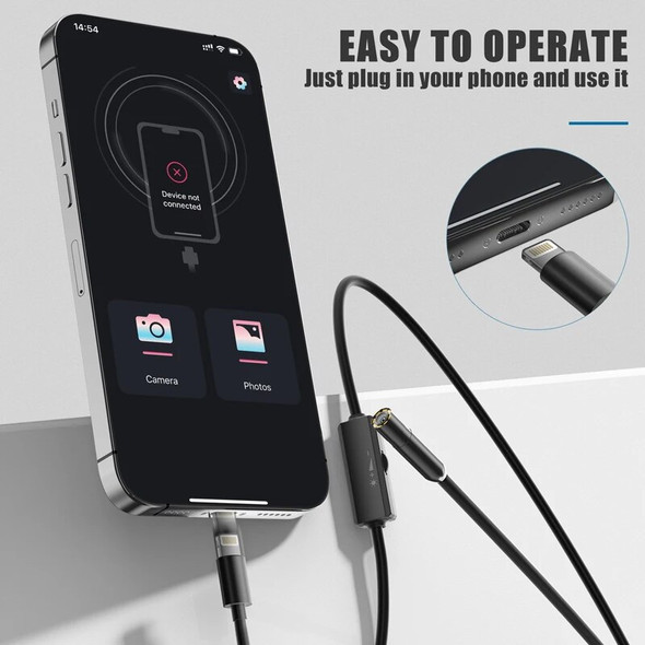 Industrial Endoscope Camera for iPhone iOS System HD1080P Waterproof Inspection Sewer Borescope Camera for Checking Car