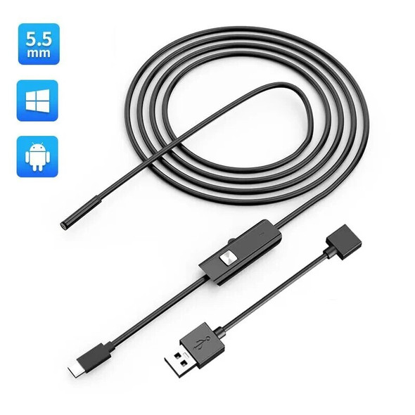 Mini Endoscope Camera Waterproof Endoscope Adjustable Cord 6 LED 5.5mm Android Type-C USB Car Inspection Camera Pipe Inspection Mini Endoscope Camera Waterproof Endoscope Adjustable Cord 6 LED 5.5mm Android Type-C USB Car Inspection Camera Pipe Inspection