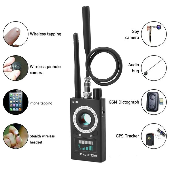 K18 Multi-function Anti-Candid Cam Wireless Lens Device Finder 1MHz-6.5GHz GSM Audio Bug Finder GPS Signal RF Tracker Detect K18 Multi-function Anti-Candid Cam Wireless Lens Device Finder 1MHz-6.5GHz GSM Audio Bug Finder GPS Signal RF Tracker Detect
