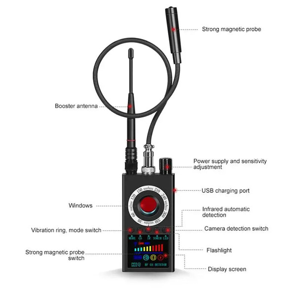K19 Wireless RF Signal Detector Anti Wiretapping Mini Camera Finder GPS Tracker Hotel Anti Candid Camera Bug Scanner Security K19 Wireless RF Signal Detector Anti Wiretapping Mini Camera Finder GPS Tracker Hotel Anti Candid Camera Bug Scanner Security