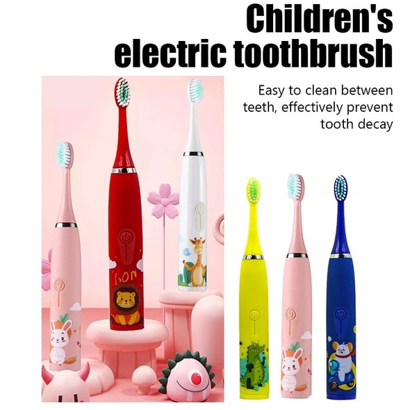 Children's Electric Toothbrush With Replacement Heads Colorful Cartoon Ultrasonic Rechargeable Soft Hair Sonic Cleaning Brush