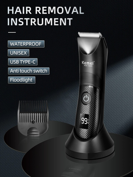 KEMEI Professional Hair Clippers for Men Waterproof Electric Hair Trimmer Set Rechargeable Barber Clippers with LCD Display
