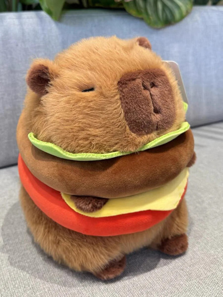 Cute Hamburger Capybara Dog Pig Plushie Capibaras Pizza Bubble Tea Juice Food Plush Toy Stuffed LifelikeDrink Cushion