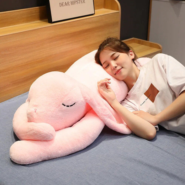 Export Korea Giant Plush Bunny Toy 90cm-120cm Soft Cartoon Big Long Ear Rabbit Hug ToyCushion Rabbit Stuffed Pillow Girl