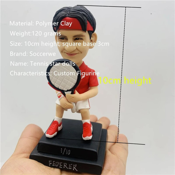 Custom Bobblehead Clay Made Cartoon Tennis Doll 10cm Height Federer Figures Funny Puppets