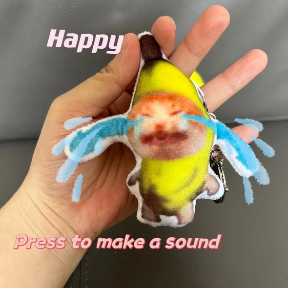2024 Creative Crying Cat Keychain Voice Cute Banana Crying Cat Bitter Cat Plush Doll Toy Squeaky Keychain Plush Keychain
