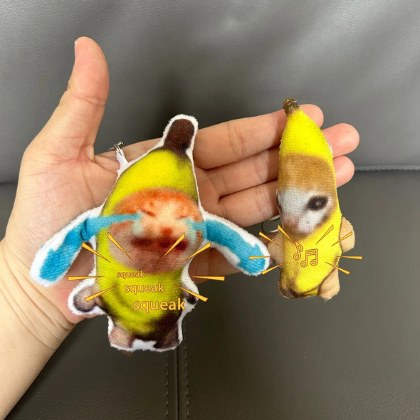 2024 Creative Crying Cat Keychain Voice Cute Banana Crying Cat Bitter Cat Plush Doll Toy Squeaky Keychain Plush Keychain
