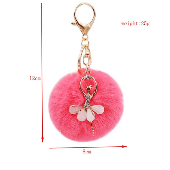 Dancing Girl Plush toys Keychain With Large Pompom Charm Cute Plush Ball Key Chain For Women Car Bag Key Holder Girl Accessories