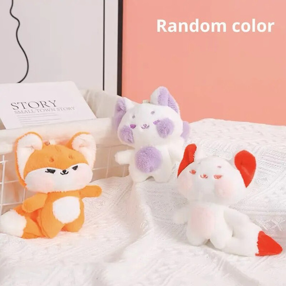 1 Pcs Plush Little Fox Keychain Cute Doll Cartoon Plush Toy Random Color Pendant Doll