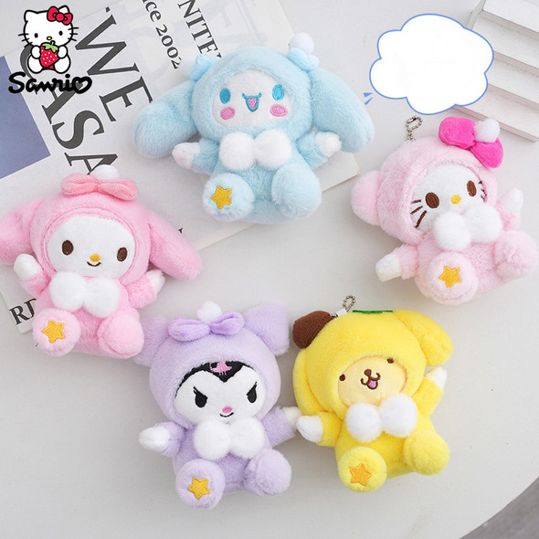 Sanrio Keychain Accessories Kuromi Keyring Doll Cinnamoroll Plushies Toy My Melody Backpack Pendant Hello Kitty Plush Wholesale