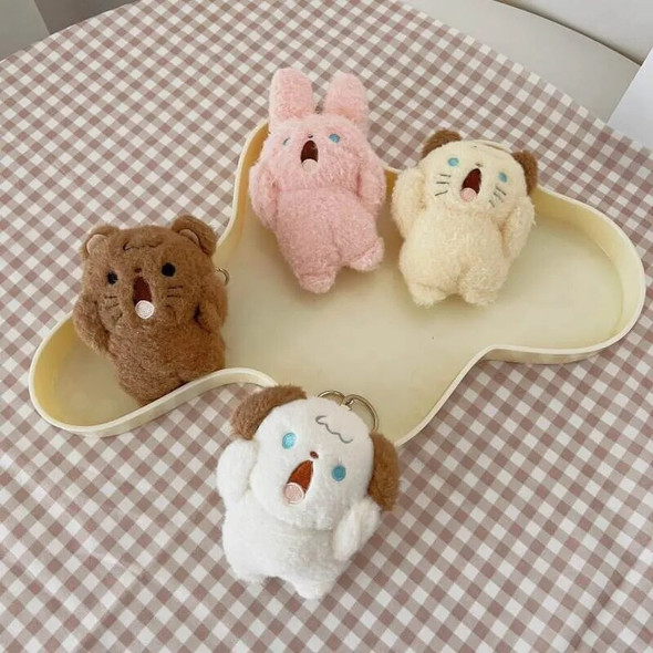 1 Pcs Plush Keychain Cute Doll Refueling Dog Rabbit Small Pendant Random Style Plush Doll