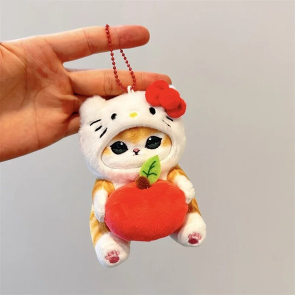 12cm Plush Cat Turn Into Rabbit Dog Cat Doll Toys Pendant Cute Plush Keychain Bag Pendant Christmas Gifts