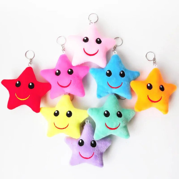 20PCS a pack 8CM Stars Plush Toys Teddy Star Dolls Small Gift for Party Wedding Present Pendant Cute Stars Doll keychain gifts