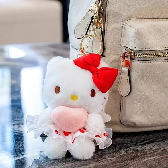 Anime Kawaii Sanrio Hello Kitty Plush Keychain Pendant Holder Key Chain Car Keyring Mobile Phone Bag Hanging Jewelry Kids Gifts