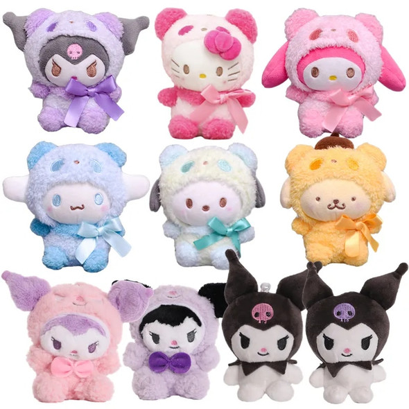 12cm Sanrio Cartoon Plush Toy Kawali Kuromi Hello Kitty My Melody Cinnamoroll Soft Stuffed Doll Pendant Toys Girl Kids Xmas Gift