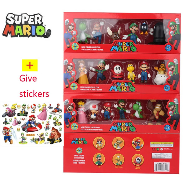 6Pcs/Set 4-7cm Super Mario Bros PVC Action Figure Toys Dolls Model Set Luigi Yoshi Donkey Kong Mushroom for kids birthday gifts 6Pcs/Set 4-7cm Super Mario Bros PVC Action Figure Toys Dolls Model Set Luigi Yoshi Donkey Kong Mushroom for kids birthday gifts