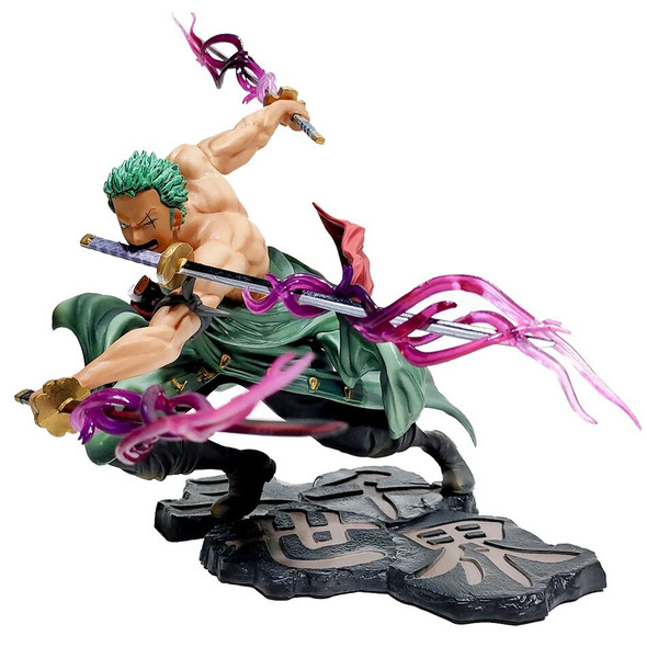 10cm One Piece Figure Roronoa Zoro Three-Knife Fighting PVC Action Figurine Collection Model Toys Gift