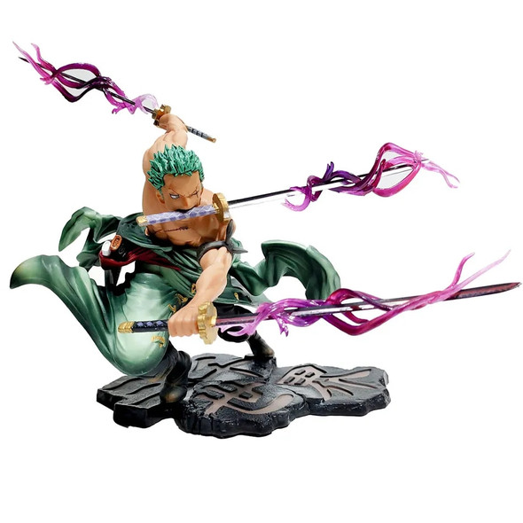 10cm One Piece Figure Roronoa Zoro Three-Knife Fighting PVC Action Figurine Collection Model Toys Gift