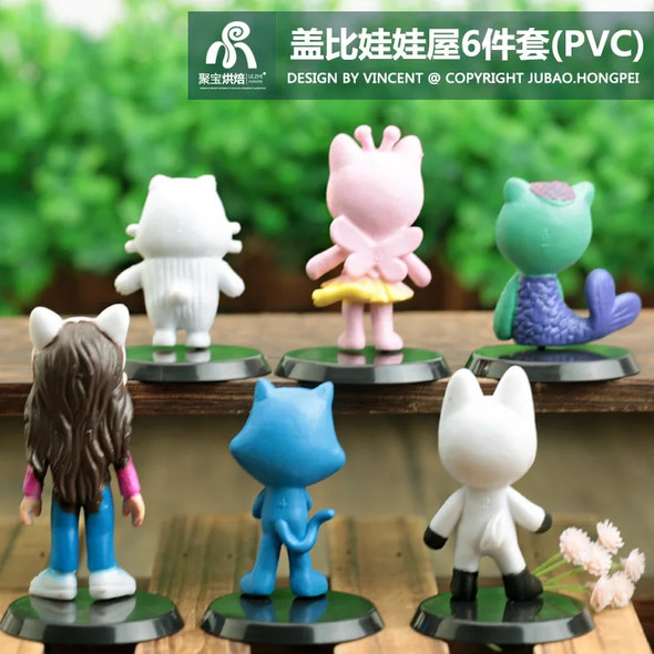 6pcs set PVC Gabby Dollhouse Figure Toy Mercat Cartoon Stuffed Animals Smiling Car Cat Hug Gaby Girl Dolls Kids Birthday Gifts