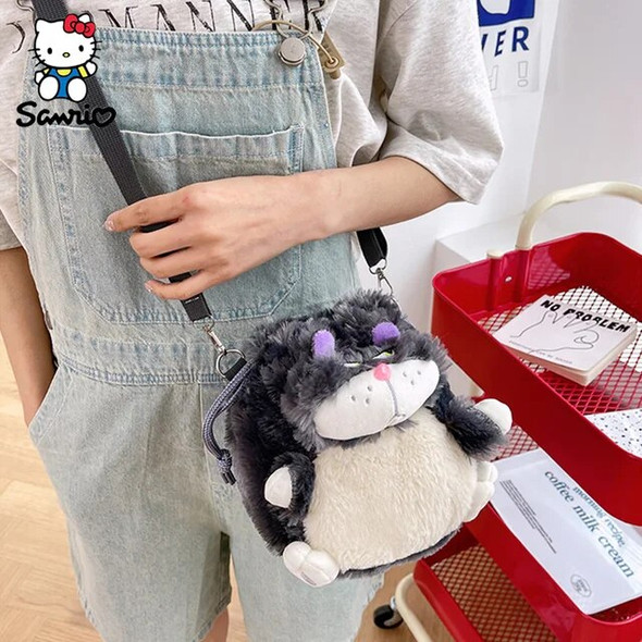 Kawaii Lucifer Cat Plush Shoulder Bag Cartoon Anime Stuffed Plush Backpack Cute Lucifer Pillows Bag Messenger Bag Birthday Gifts