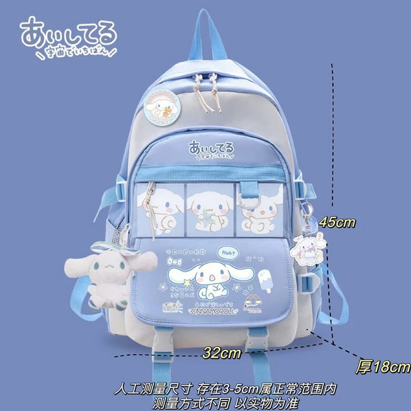 Anime Sanrioed Plush Toy Cinnamoroll Backpack Children Girl Boy Blue Schoolbag Kawaii Student School Bag Computer Large Gift