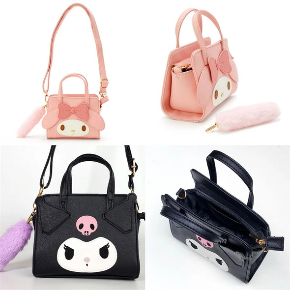 Sanrio Kawaii Hello Kitty PU Handbag KT Cat Kuromi Wallet Cinnamorol Backpack Beauty Travel My Melody School Bag Girls Toys