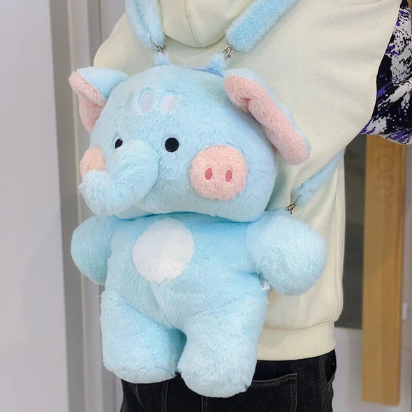 50cm Fluffy Cartoon Plush Blue Elephant Pig Plush Backpack Stuffed Animals Shool Bag Birthday Gift for Girl Boy Present for Her