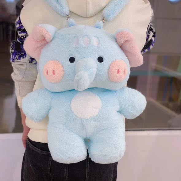 50cm Fluffy Cartoon Plush Blue Elephant Pig Plush Backpack Stuffed Animals Shool Bag Birthday Gift for Girl Boy Present for Her