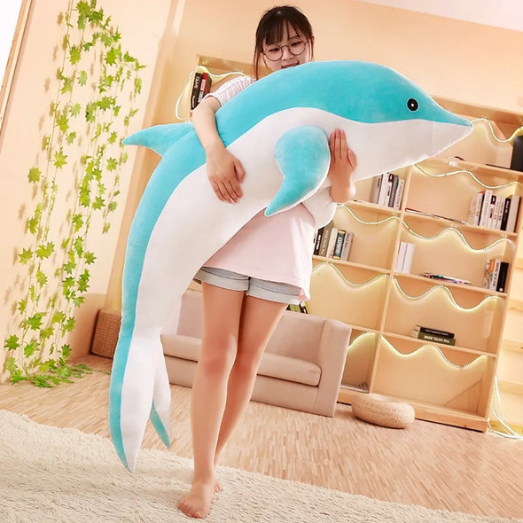 Large Plush Dolphin Toys Stuffed Sea Animal Cute Girls Dolls Baby Sleeping Pillow Christmas Birthday Halloween Gift For Children