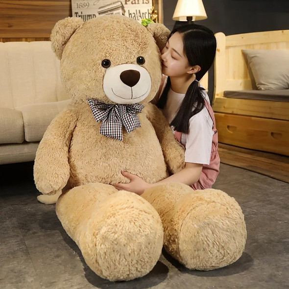 Giant 105/130cm Soft Teddy Bear Plush Toys White&Pink&Brown Bear Super Big Hugging Pillow Animal Cushion Children Birthday Gift