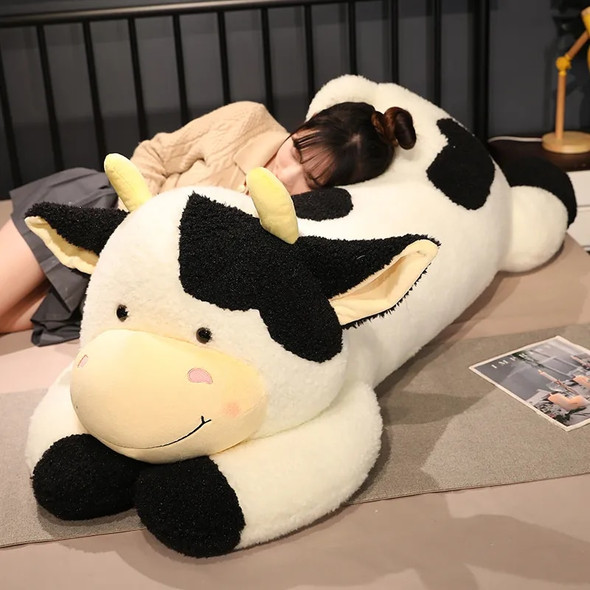 Hot 1pc 90cm/110cm Lovely Milk Cow Plush Toys Cartoon Stuffed Animal Cattle Dolls Sleeping Pillow For Baby Girls Birthday Gifts