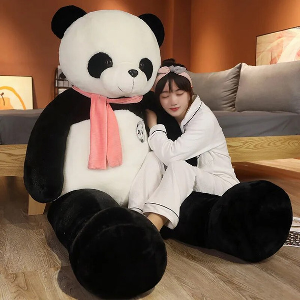 80/100cm Kawaii Big Giant Scarf Panda Bear Plush Toys Stuffed Animal Doll Pillow Huggable Cartoon Dolls Girls Lover Gifts