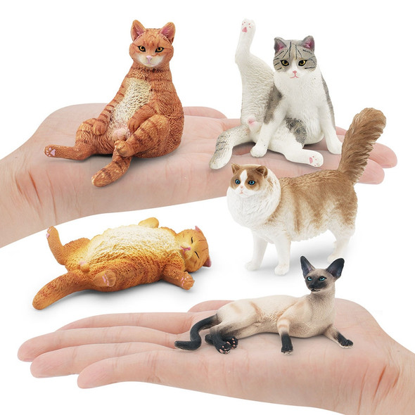 1Pcs Cute Pet Cat Figures Mini Ragdoll Sleeping Kitten Siamese PVC Figurine Miniature Kids Toy