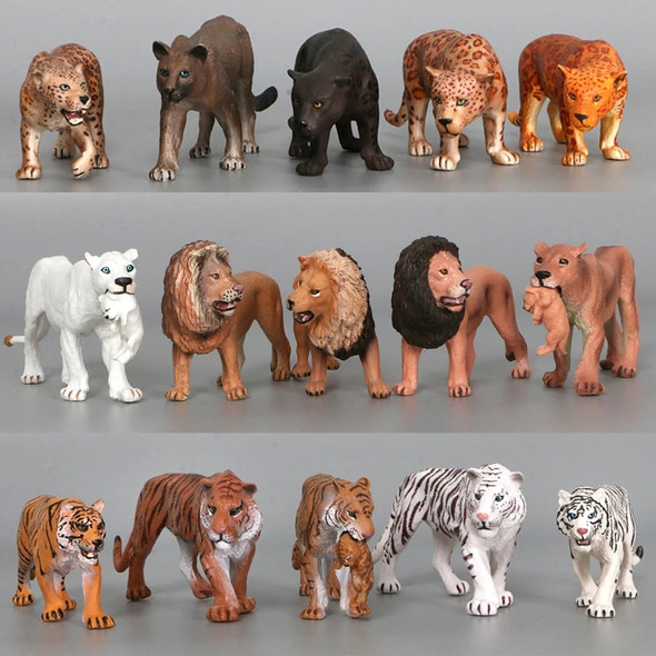 Realistic Wild Forest Animals King Lion Tiger Leopard Action Figures Figurines Collection For Children Education Toy Gift