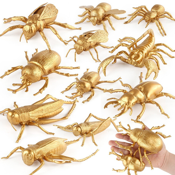 Simulated Insect Animal Model Golden Realistic Mini Spade Beetle Cricket Bee Insect Action Figure Education Toys for Kids Gift