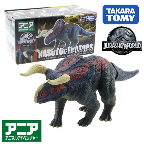Takara Tomy Ania Jurassic World Nasutoceratops Animal Figure Dinosaur Action Models Cute Ornament Toys for Children Gifts 179320
