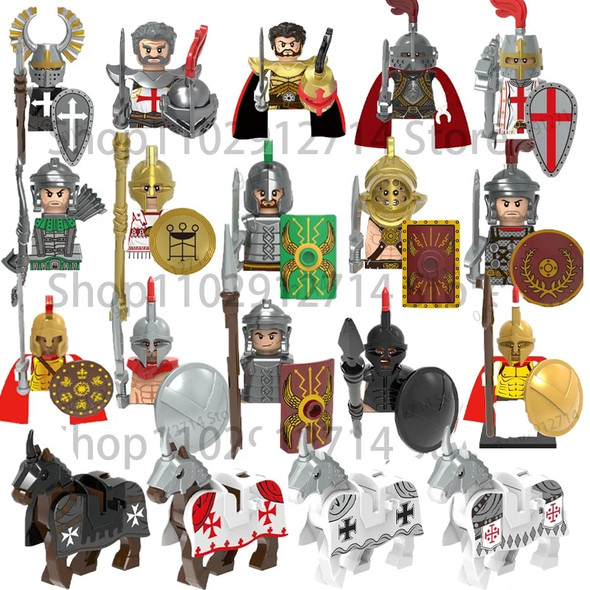 Historical Medieval Sparta Heroes Crusader Roman Soldiers Building Blocks Military Mini Action Figures Bricks Toys For Kids